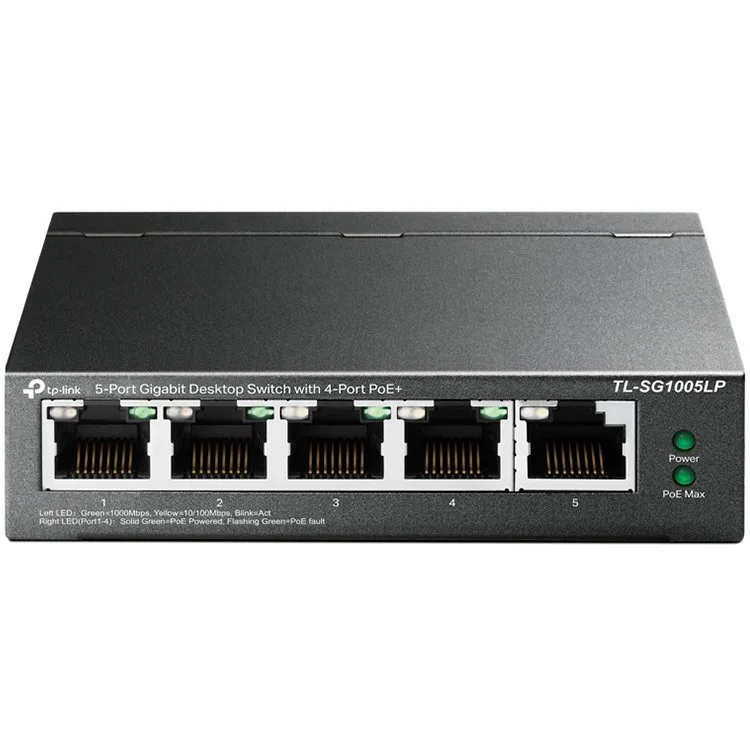 TP-Link TL-SG1005LP 5-Port Gigabit Unmanaged Switch with 4-Port PoE+, 802.3af/at PoE+, PoE budget 40W