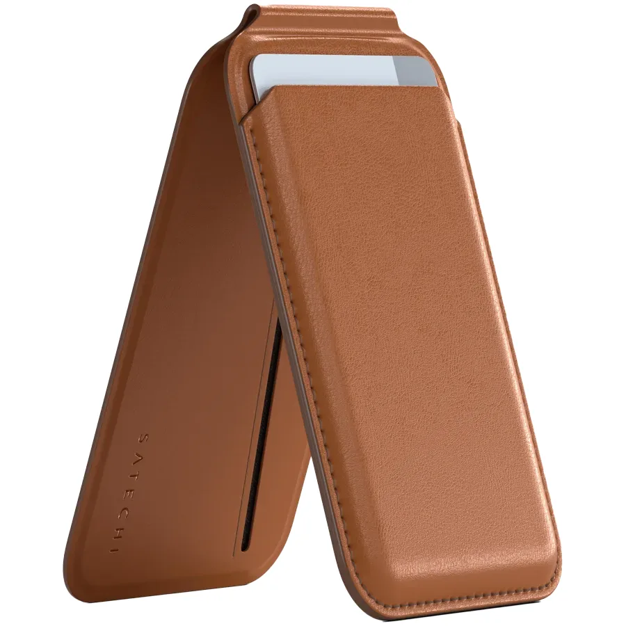 Satechi Vegan-Leather Magnetic Wallet Stand (Brown)