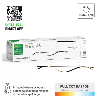 Green TECH Smart dekorativna visilica 30W, 3CCT, dim, APP + daljinski upravljač
