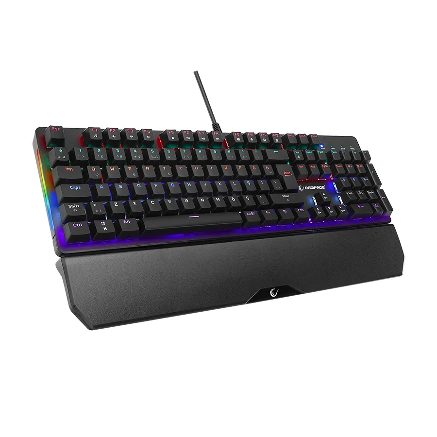 Tastatura gaming RAMPAGE KB-R86 UMBRA Black USB Rainbow Illuminated Red Switch US Layout Mechanical, 40385