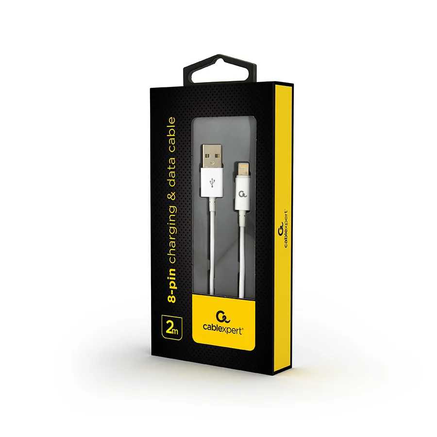 Gembird USB 2.0 kabl iPhone 8-pin charging and data cable, 2 m, white CC-USB2P-AMLM-2M-w