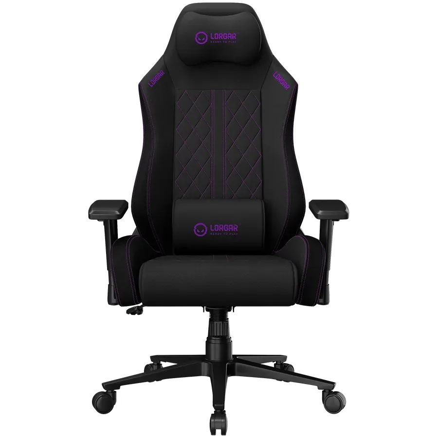 Lorgar CHA41, Ergonomic Gaming Chair Advanced, premium anti-stain fabric, Black/purple
