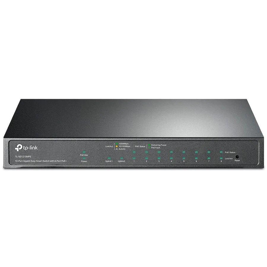 TP-Link TL-SG1210MPE 10-Port Gigabit Easy Smart Switch with 8-Port PoE+, 8× Gigabit PoE+ Ports