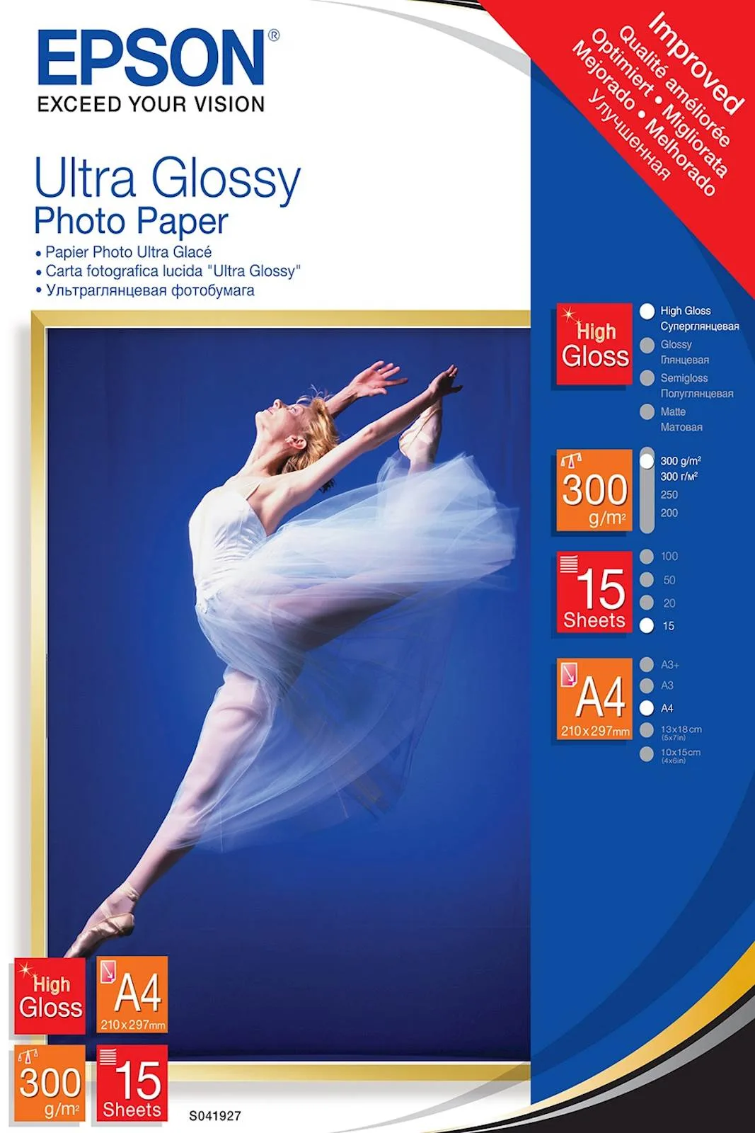 Papir EPSON Ultra Glossy A4 15l, 300g/m²