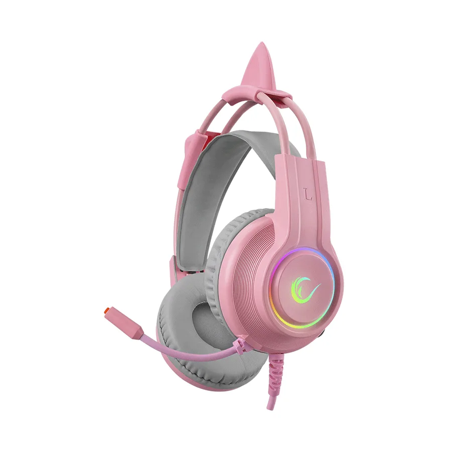 Rampage Slušalice sa mikrofonom gaming RM-K91 X-CATTY Pink USB 7.1 Version RGB Gaming Headset, 36032
