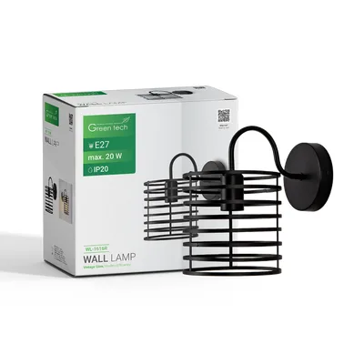 Green TECH LED zidna svjetiljka E27 x 1 kom, crna boja