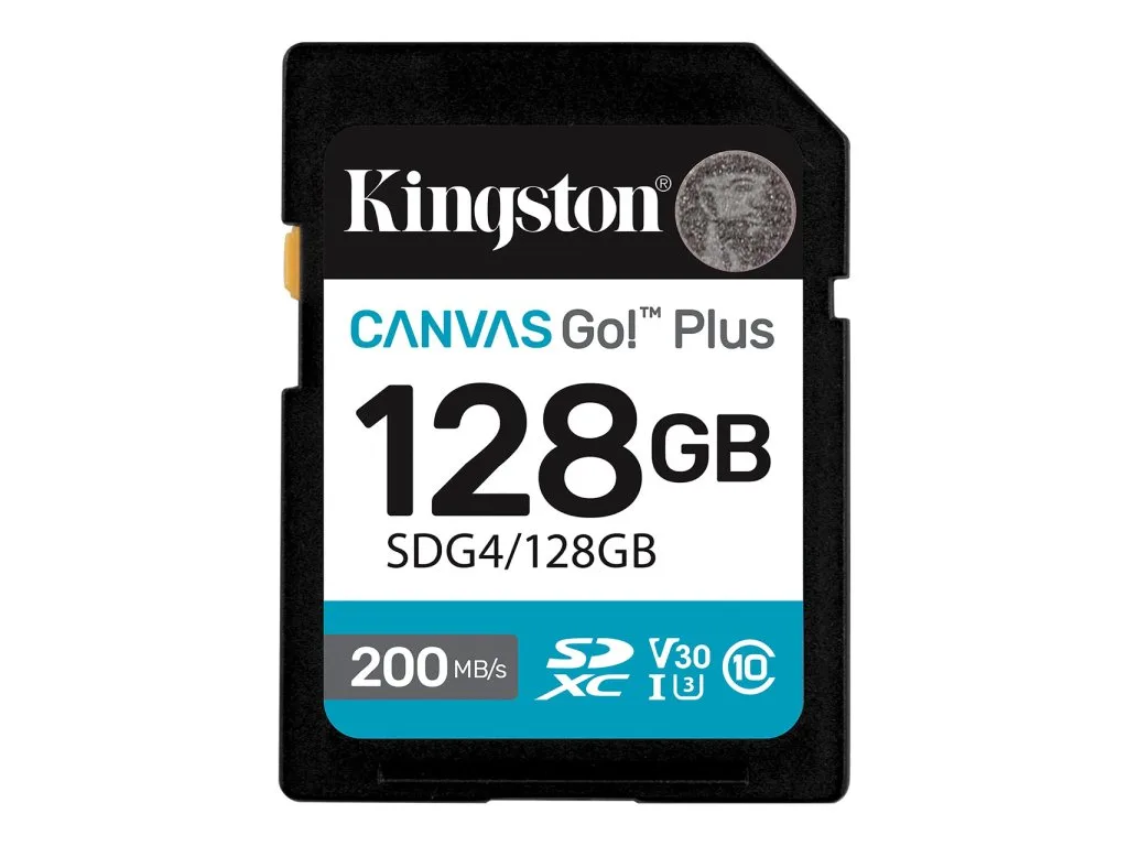 Kingston SD 128GB CanvasGoPlusSDXC, r/w:200/160MB/sDSLRs, mirrorless cameras, 4K video