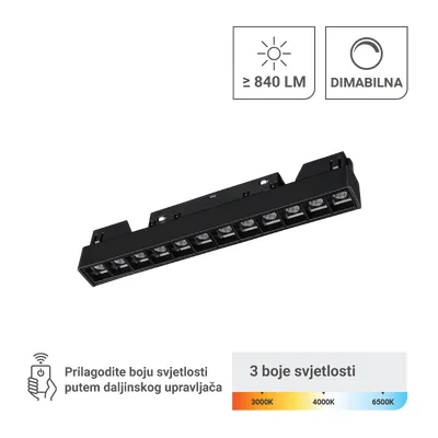 Green TECH LED magnetna svjetiljka 12W, 3CCT, IP20, OSRAM LED, crna boja