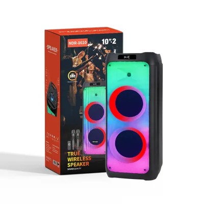 Zvučnik NDR-1610 (FM/USB/TF/bluetooth/TWS) 2 x 10" karaoke s 2 wireless mikrof