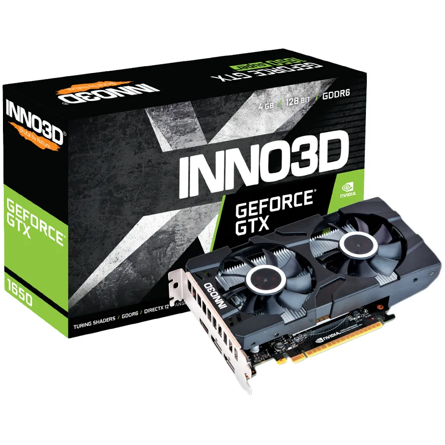 Inno3D NVIDIA Video Card GTX 1650 Twin X2 GDDR6 128bit, 1620 MHz / 12Gbps, 1x DP, 1x HDMI, 1x DVI-D, 2 fan