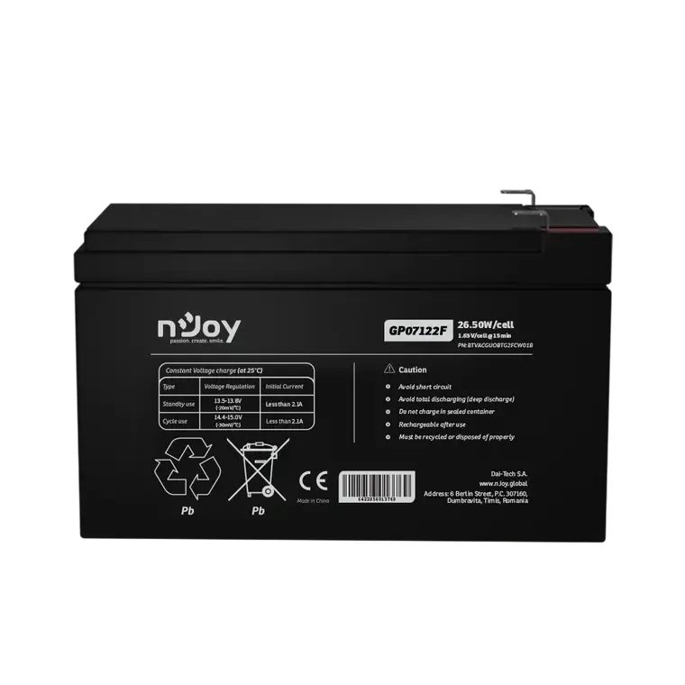 NJOY baterija 12V 7Ah GP07122F F2/T2