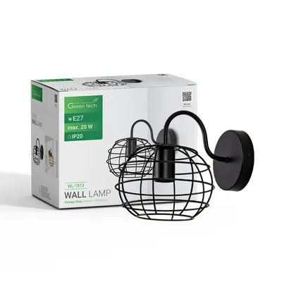 Green TECH LED zidna svjetiljka E27 x 1 kom, crna boja