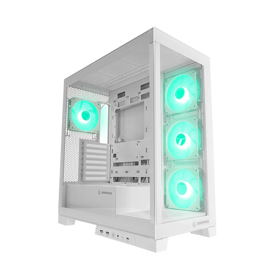Kućište gaming RAMPAGE HYDRA V2 WHITE Type-C+USB3.0 4*ARGB Infinity Fan+Hub E-ATX Exclusive Gaming, 39990