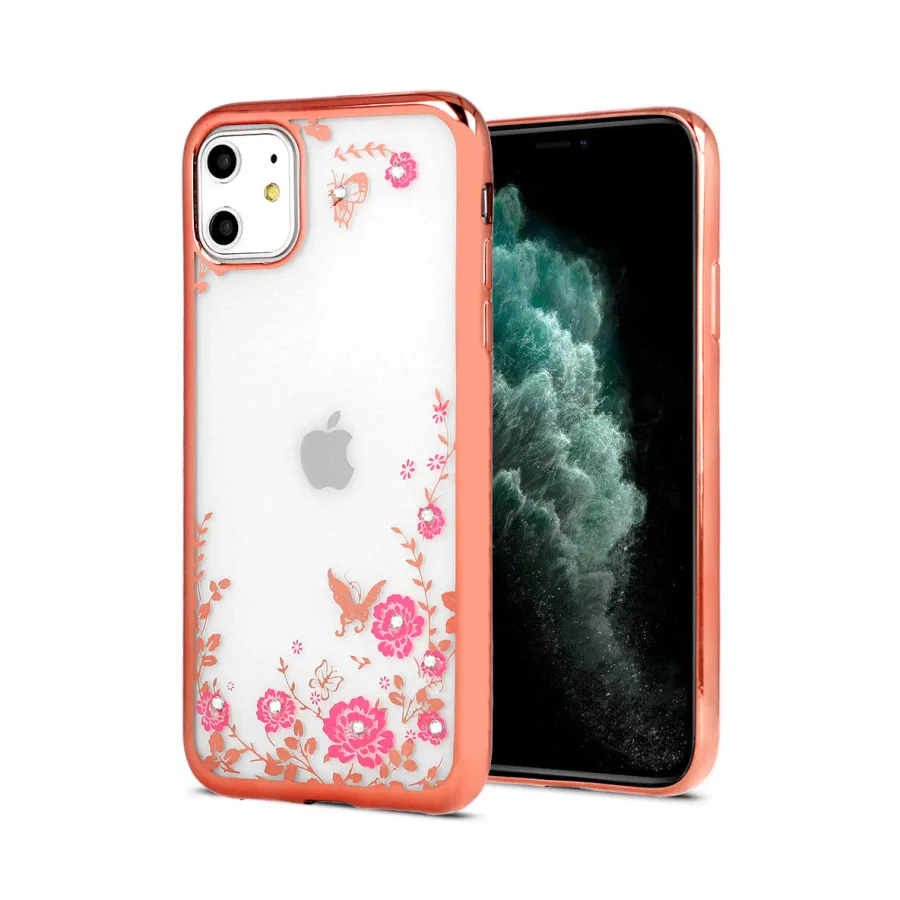 Apple ZADNJA MASKA DIAMOND FLOWER ZA IPHONE 12 PRO MAX ROZE ZLATNA