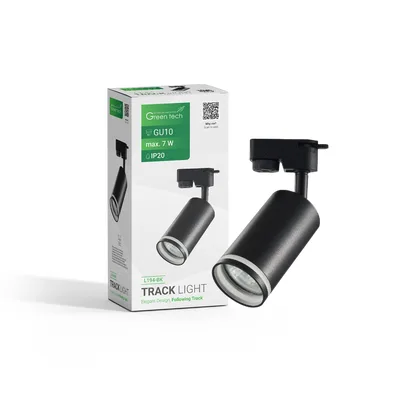 Šinska svjetiljka Green Tech, GU10, IP20, crna