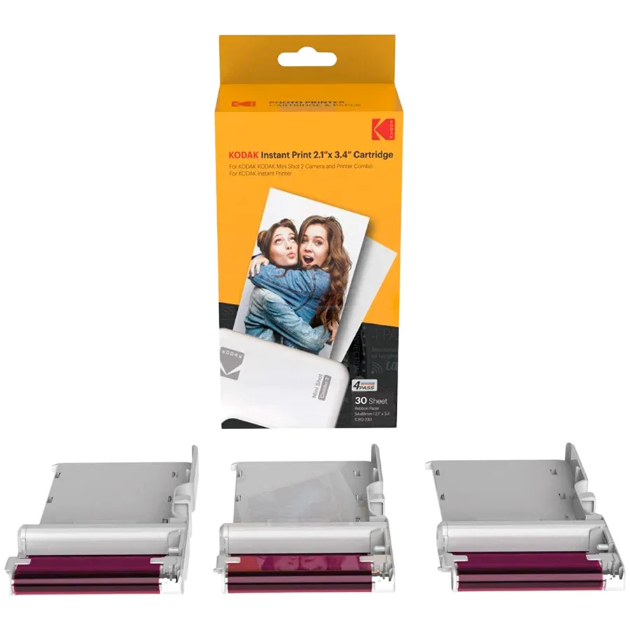 30 Pack Kodak 4PASS Real Photo (2.1"x3.4") Laminate Process Cartridge