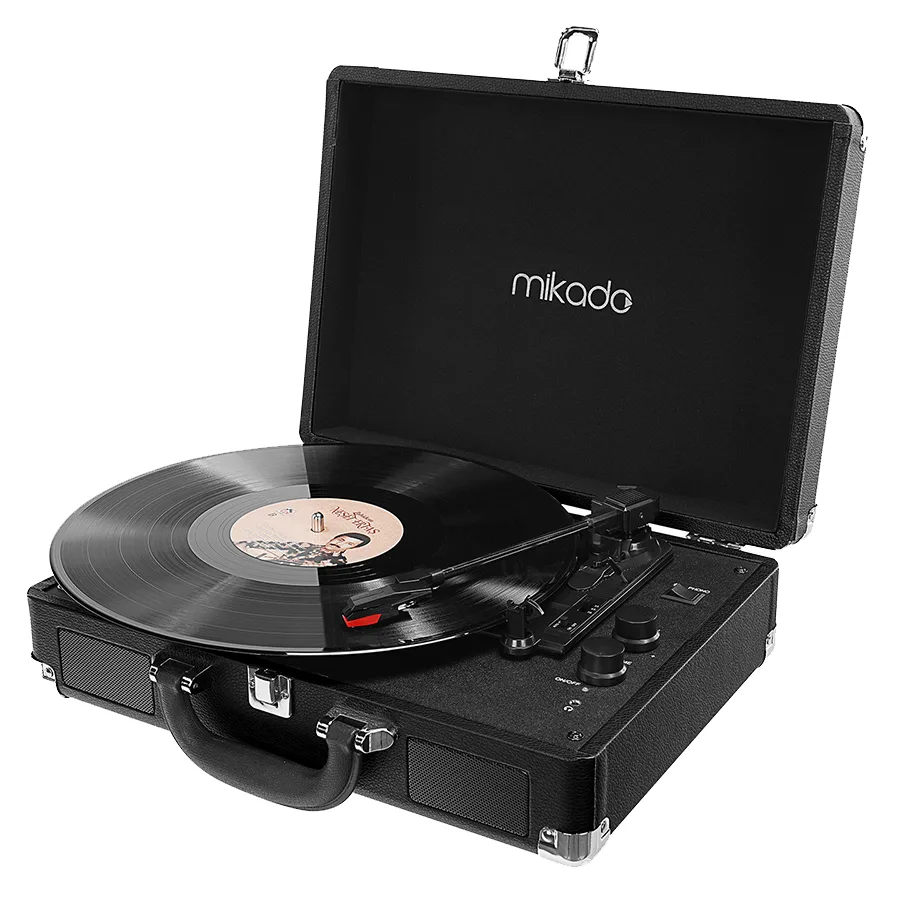 Gramofon Mikado Nostalgia MN-P317 Black Turntable + Rca + Bluetooth Supported Music Box, 22397