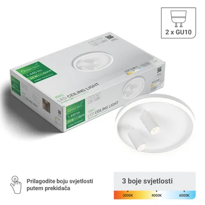 Green TECH Stropna dekorativna svjetiljka 24W, 3CCT + 2 x SPOT GU10