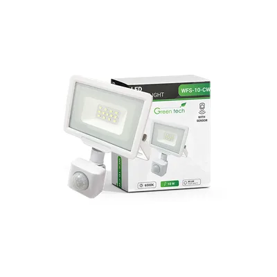 Green TECH LED reflektor sa senzorom 10W, 6500K, IP65, bijela boja