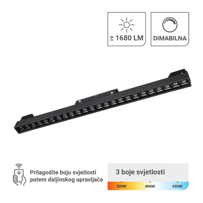 Green TECH LED magnetna svjetiljka 24W, 3CCT, IP20, OSRAM LED, crna boja