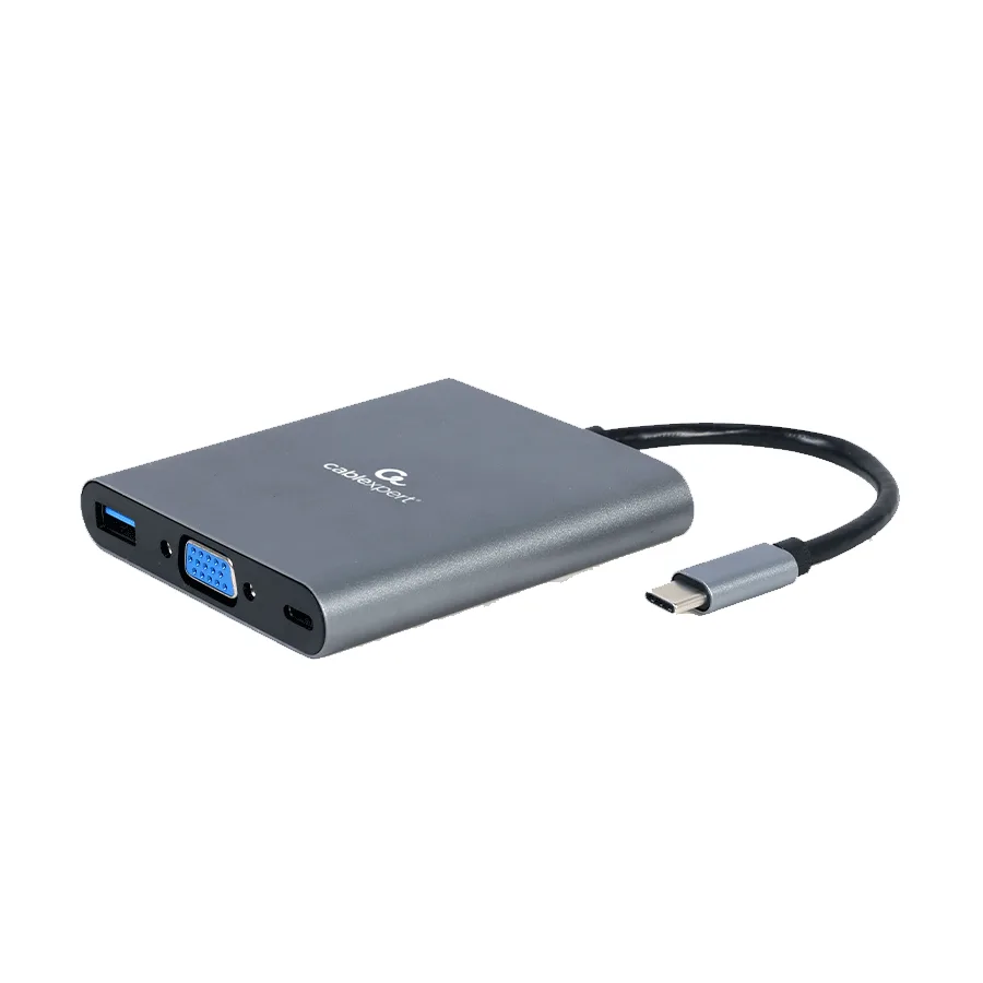 Gembird Docking station USB adapter Type-C 6-in-1 multi-port adapter (Hub3.1 + HDMI + VGA + PD + card reader +