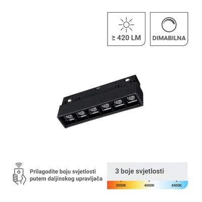 Green TECH LED magnetna svjetiljka 6W, 3CCT, IP20, OSRAM LED, crna boja