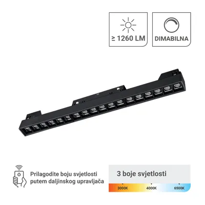 Green TECH LED magnetna svjetiljka 18W, 3CCT, IP20, OSRAM LED, crna boja