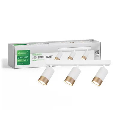 Green TECH LED spot svjetiljka GU10 X 3 kom, bijelo-zlatna boja