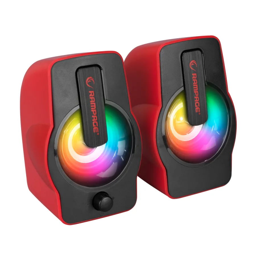 Zvučnici 2.0 gaming RAMPAGE RMS-G7 FALSETTO 6W, RGB LED red, 3,5mm + USB napajanje, 30257
