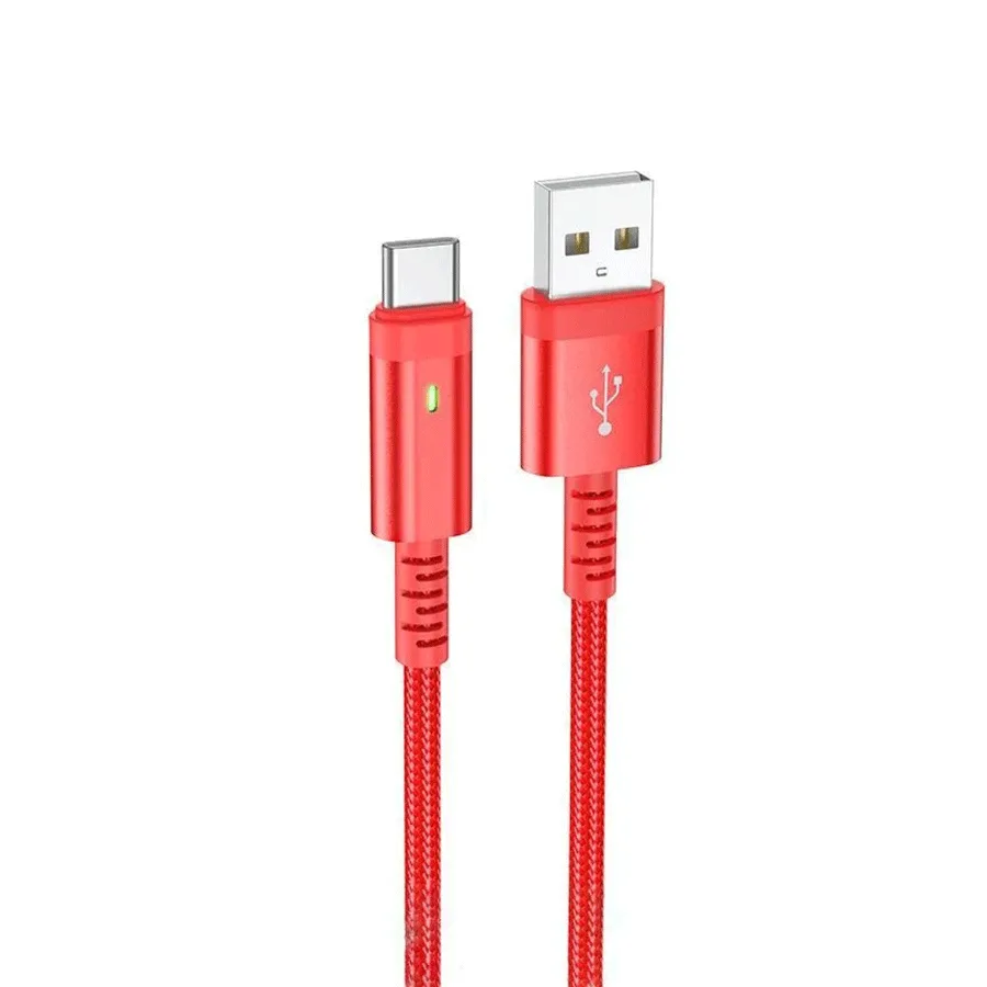USB kabal BOROFONE BU38 Leader intelligent power-off charging data cable Type-C red 1,2m, 3A
