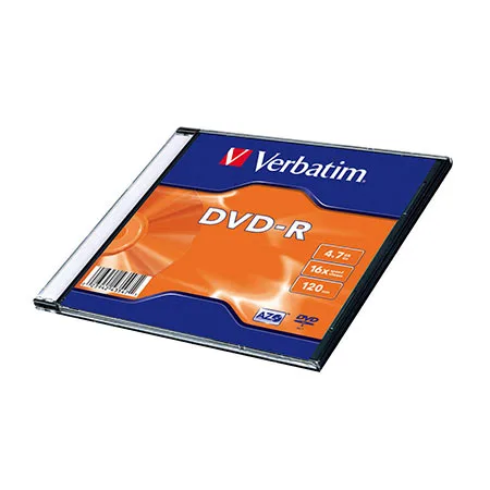 DVD-R, VERBATIM, 4,7 GB, 16X, MATT SILVER SLIM CASE