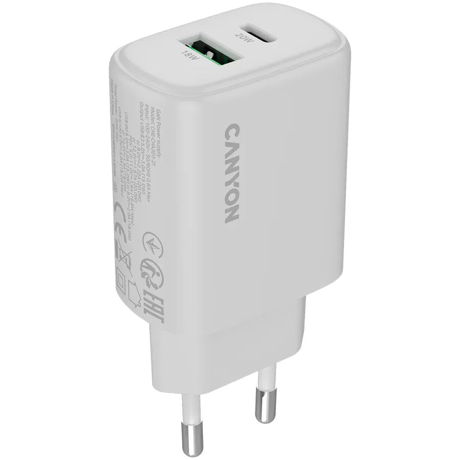 Canyon charger OnCharge 200 20W 1xPD 1xQC EU White