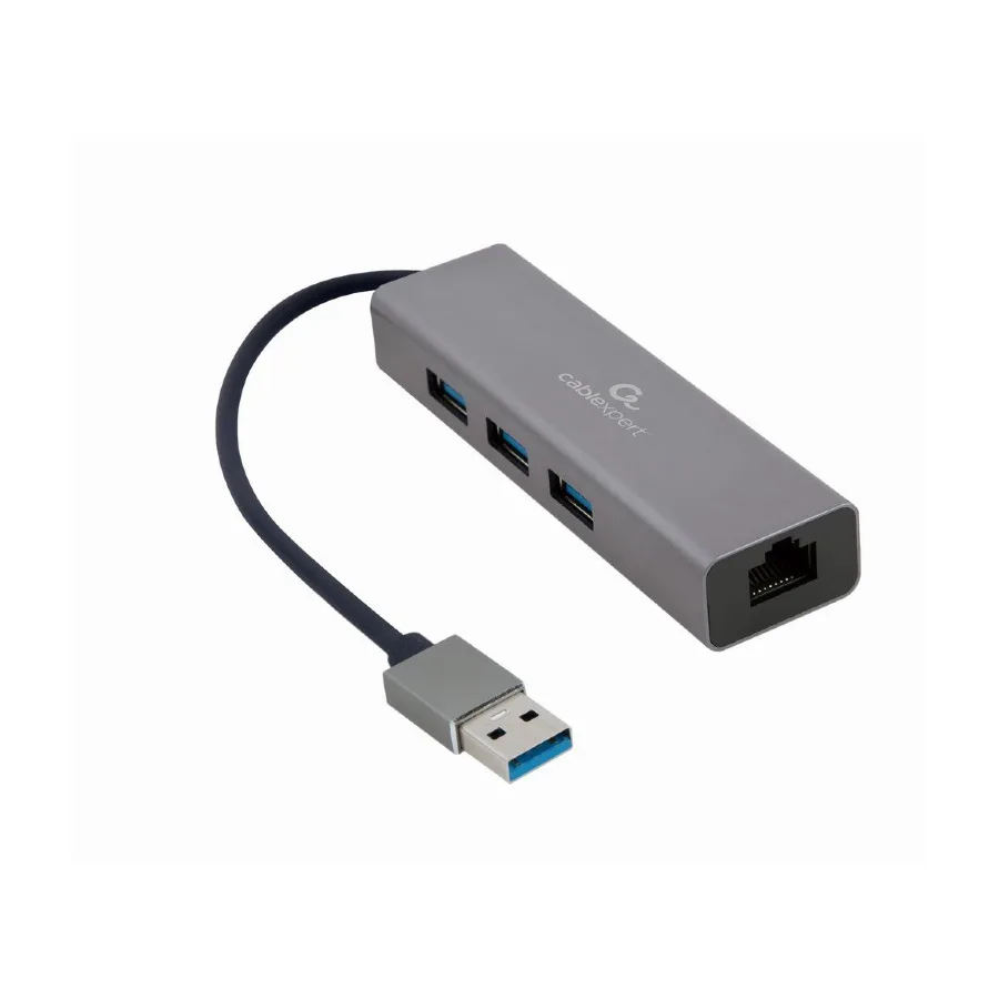 Gembird USB hub + GLAN Ethernet adapter 10/100/1000 USB A plug/RJ45, A-AMU3-LAN-01