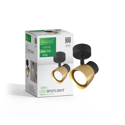 Green TECH LED spot svjetiljka GU10 X 1 kom, zlatno crna boja
