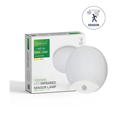 Green TECH LED plafonjera sa senzorom 16W, 4000K, promjer 25cm
