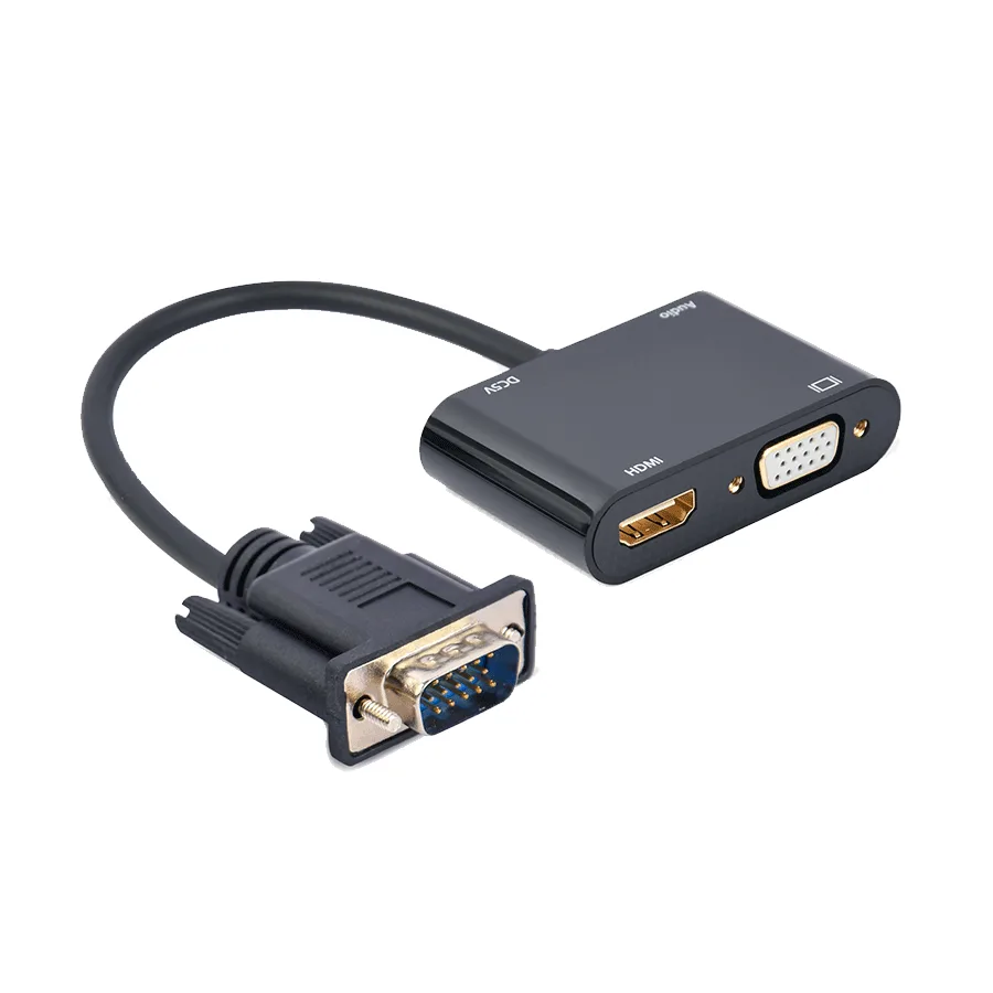 Gembird Video adapter VGA to HDMI + VGA adapter 0.15 m, black, A-VGA-HDMI-02