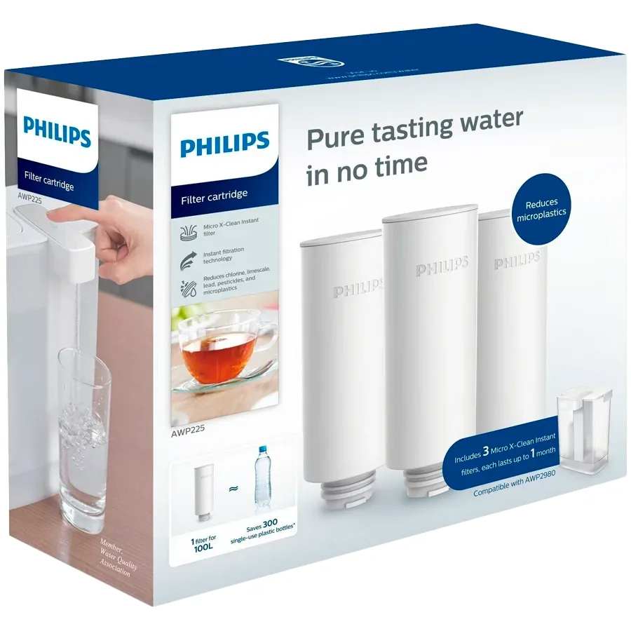 Philips Filter cartridge AWP225/31 Micro X-Clean Instant, 100 l, 3 pcs, for AWP2980WH