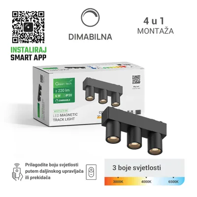 Green TECH LED magnetna svjetiljka "MYSTYLE" 6W, 3CCT, Dim./ Smart Lamp APP