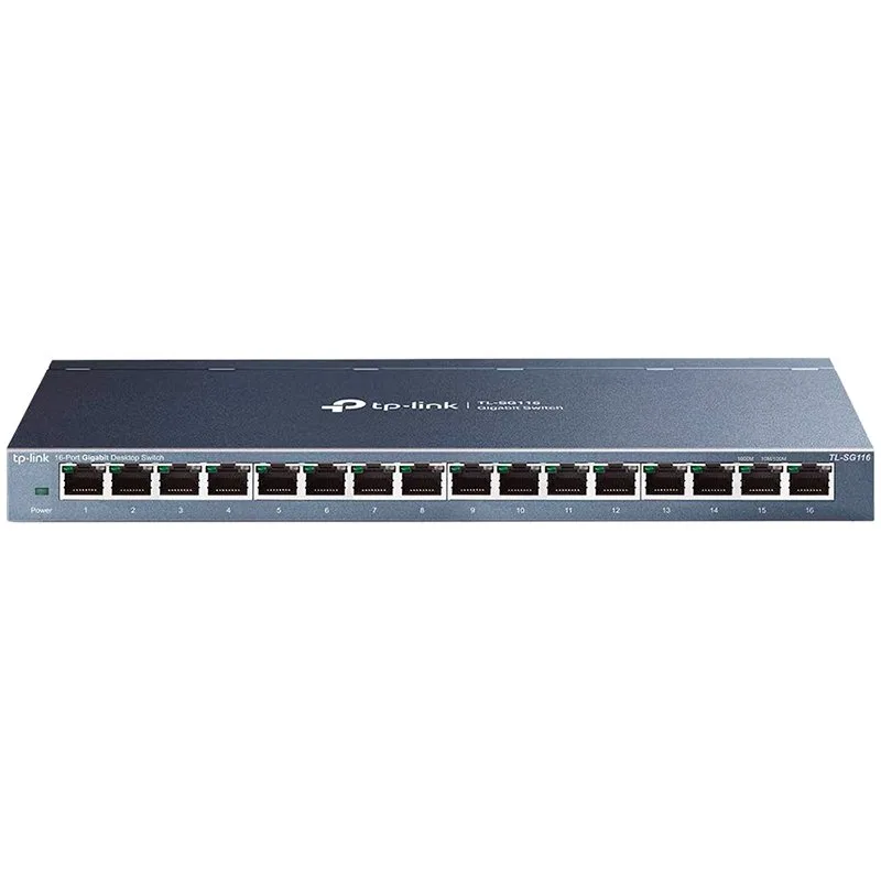 TP-Link TL-SG116 16-Port Gigabit Desktop Switch, 16 Gigabit RJ45 Ports, Desktop Steel Case