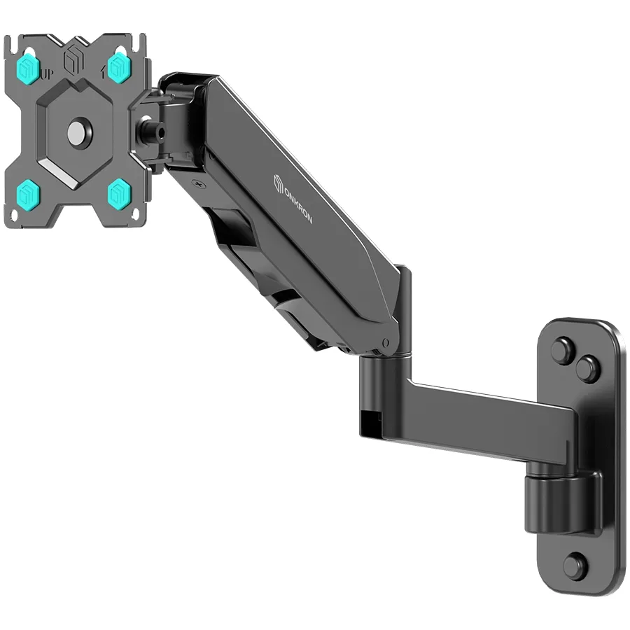 Onkron TV Monitor Wall Mount Bracket for 13” – 34” Screens Full Motion with Gas Spring, Black