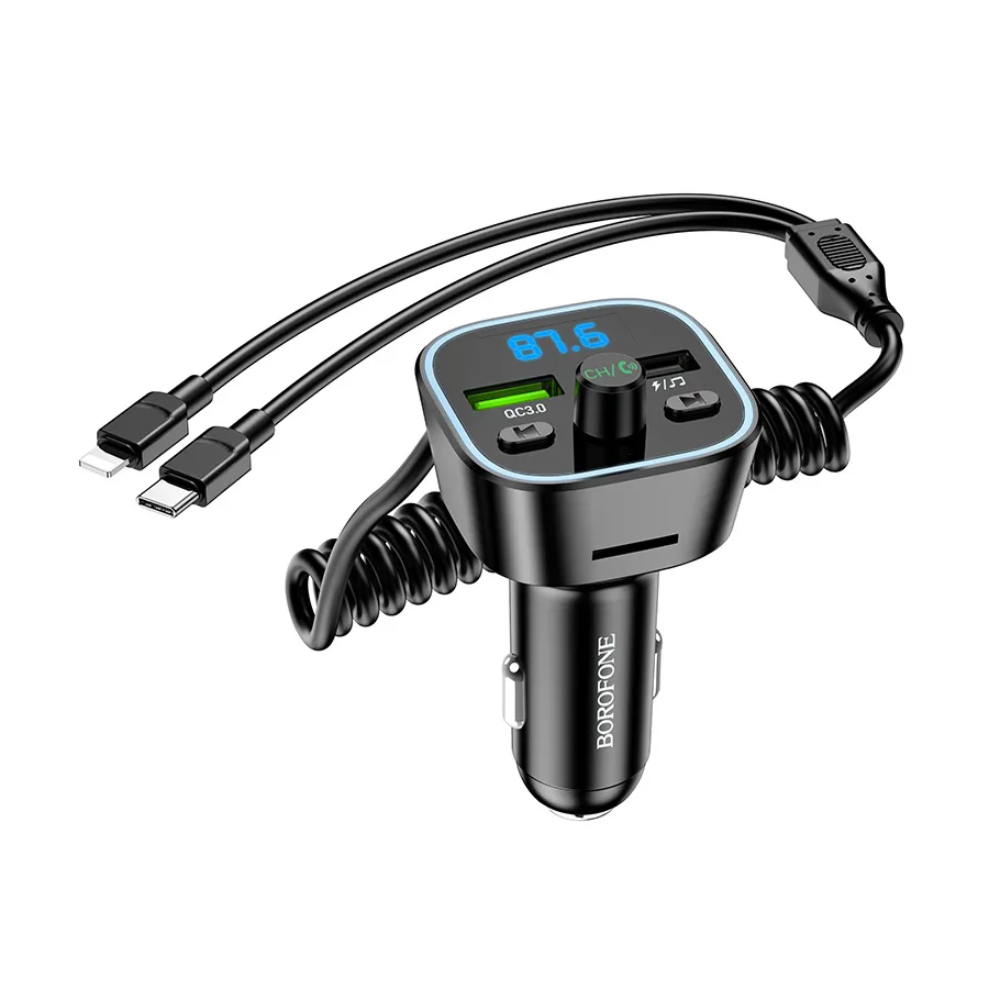 Borofone FM transmiter Bluetooth sa USB punjaćem i kablom Type-C + iPhone/lightning BC45 Prestige QC3.0 2-in-1