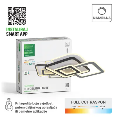 Green TECH Smart stropna dekorativna svjetiljka 94W, 3CCT, dim, APP + daljinski