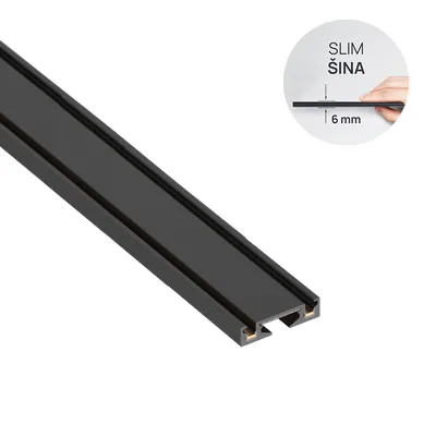 Green TECH Magnetna slim šina 1000 mm, nadgradna, mat crne boje