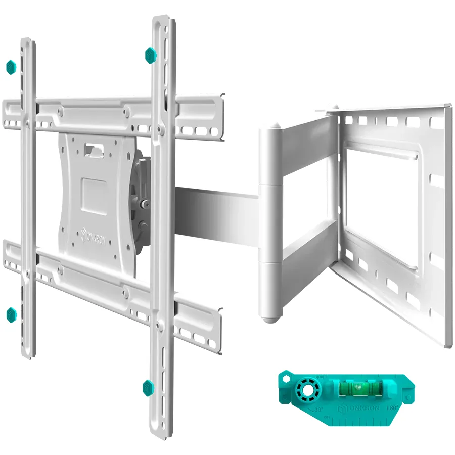 Onkron Full Motion TV Wall Mount for 40 to 75-inch Flat Panel TVs Digital Panels 68,2 kg, White