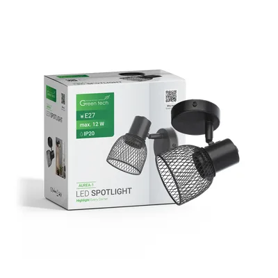 Green TECH LED spot svjetiljka E27 X 1 kom, crna boja