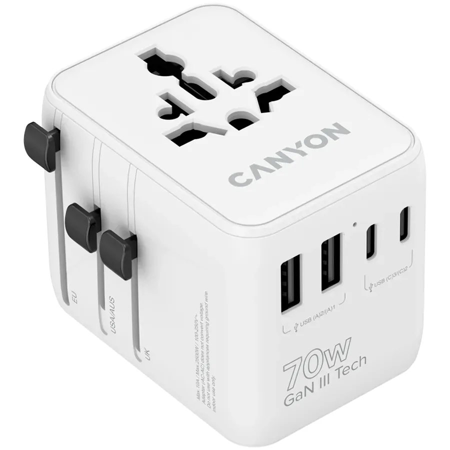 Canyon Travel Adapter OnTour 70 EU/UK/US/AUS 70W White