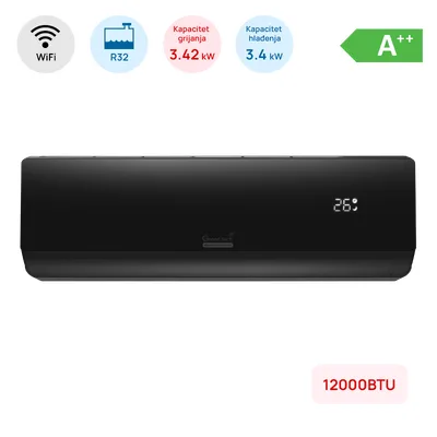 Klima Green Tech 12000BTU, 3.4kW, A++, R32, -15°C ~ 53°C, WiFi, crna