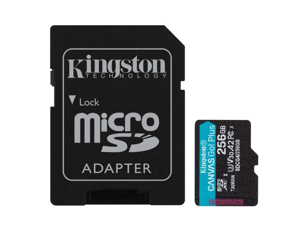 Kingston microSD 256GBCanvasGoPlus, Gen4r/w:200MB/s/160MB/s, with adapter
