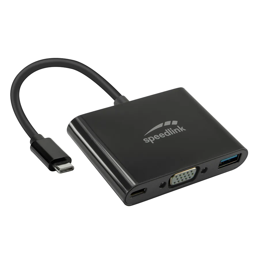 Speedlink USB adapter kabl Type-C 3u1, 3in1 USB-C to VGA, USB, USB-C Adapter, HQ, SL-180027-BK