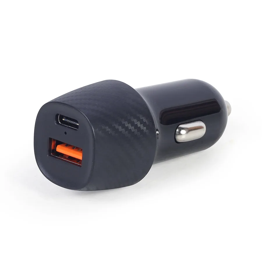 Gembird USB punjač za auto fast charger 2-port USB-A + Type-C PD, 18 W, black, TA-U2QC3-CAR-02